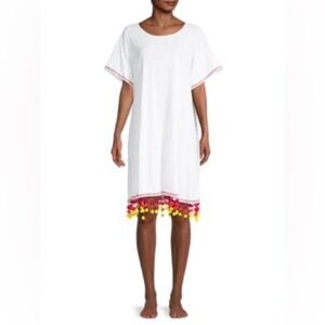 PITUSA Pom-Pom Chandelier Cover-Up T-Shirt Dress (111)
